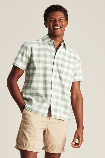Joules Breaker Green Short Sleeve Linen Shirt