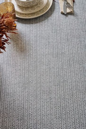 Charcoal Grey Chevron Wipe Clean Table Cloth