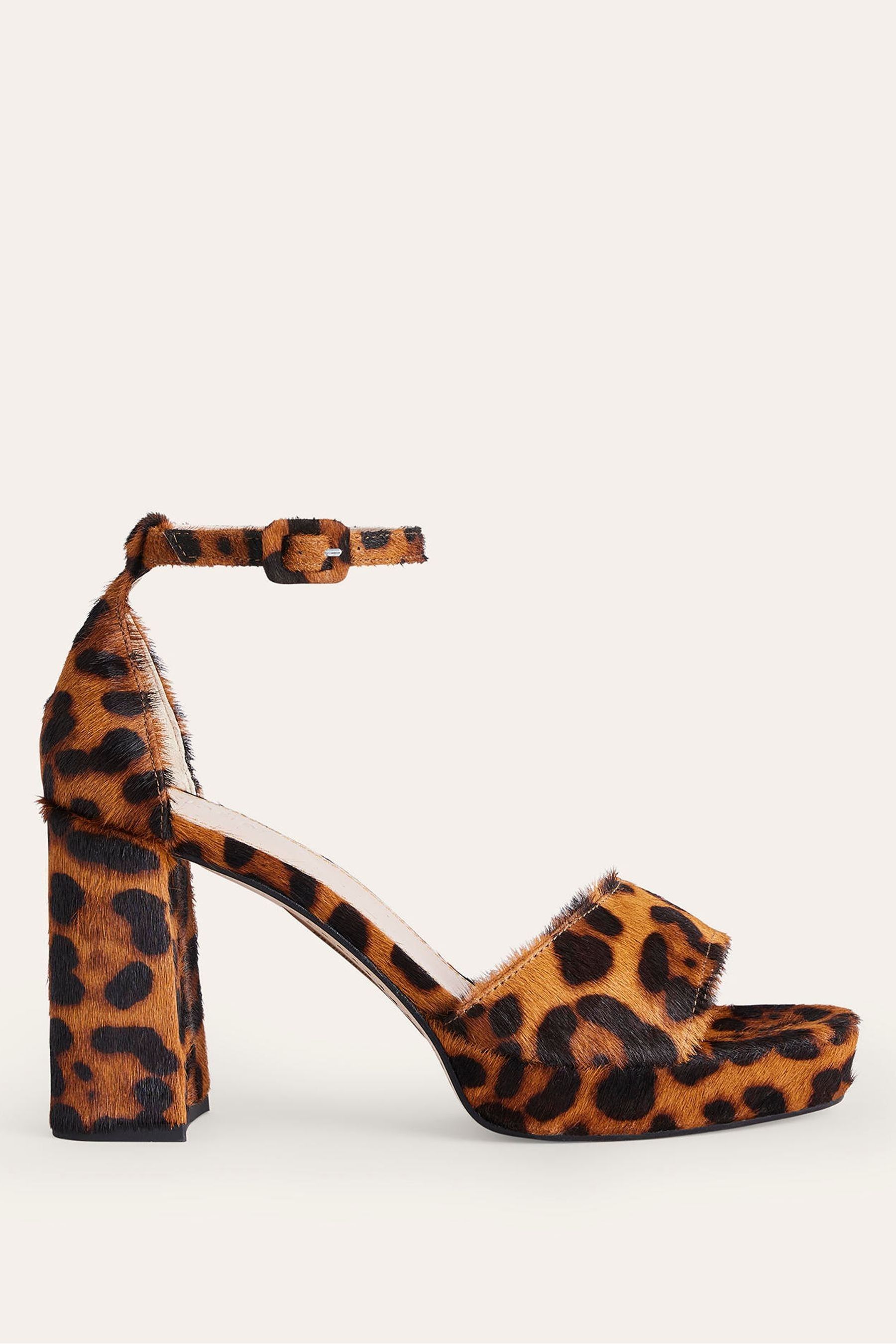 Leopard print block heeled sandals clearance