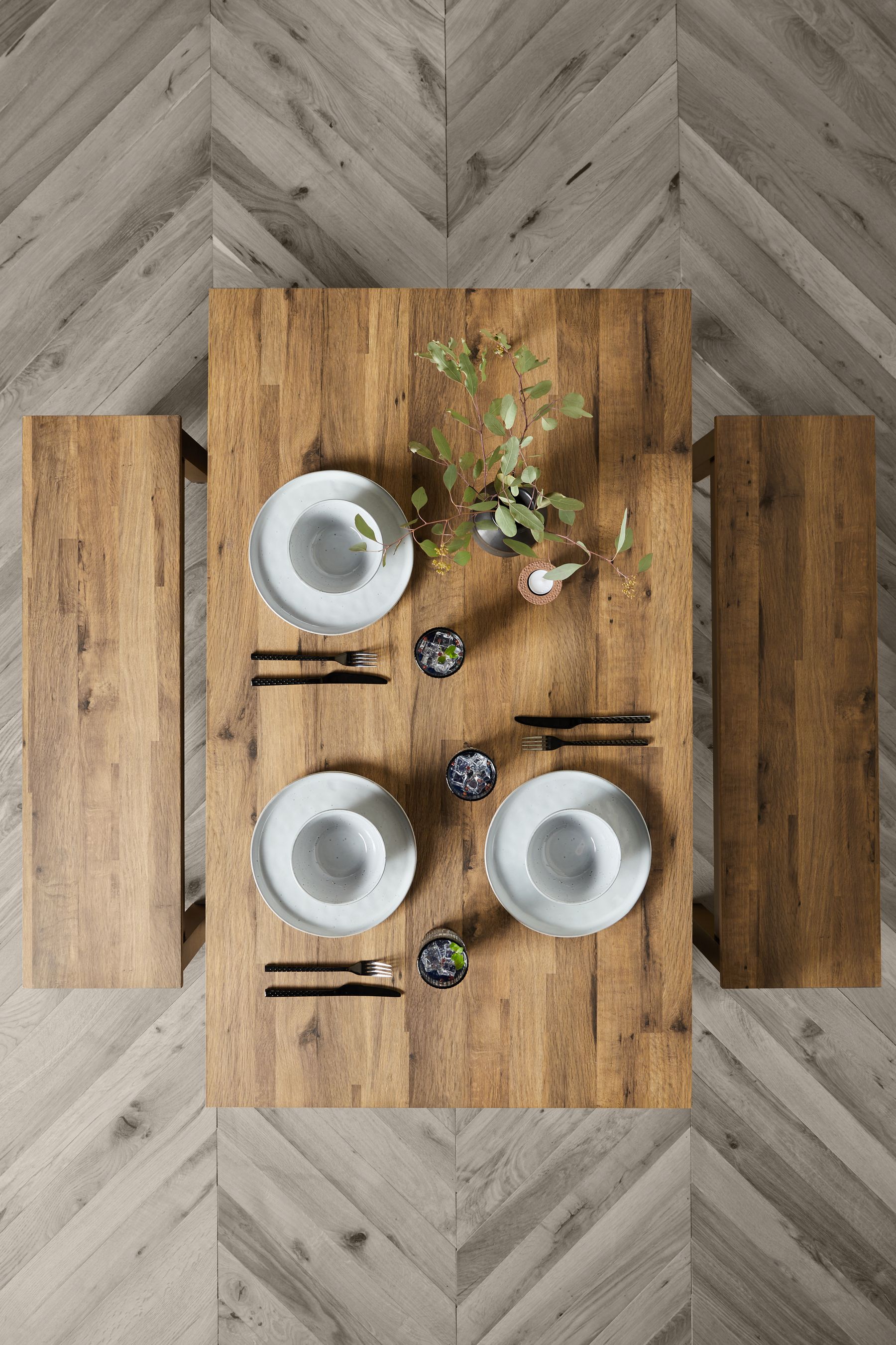 Buy Dark Natural Bronx Oak Effect 4 Seater Dining Table and Bench Set from the Next UK online shop