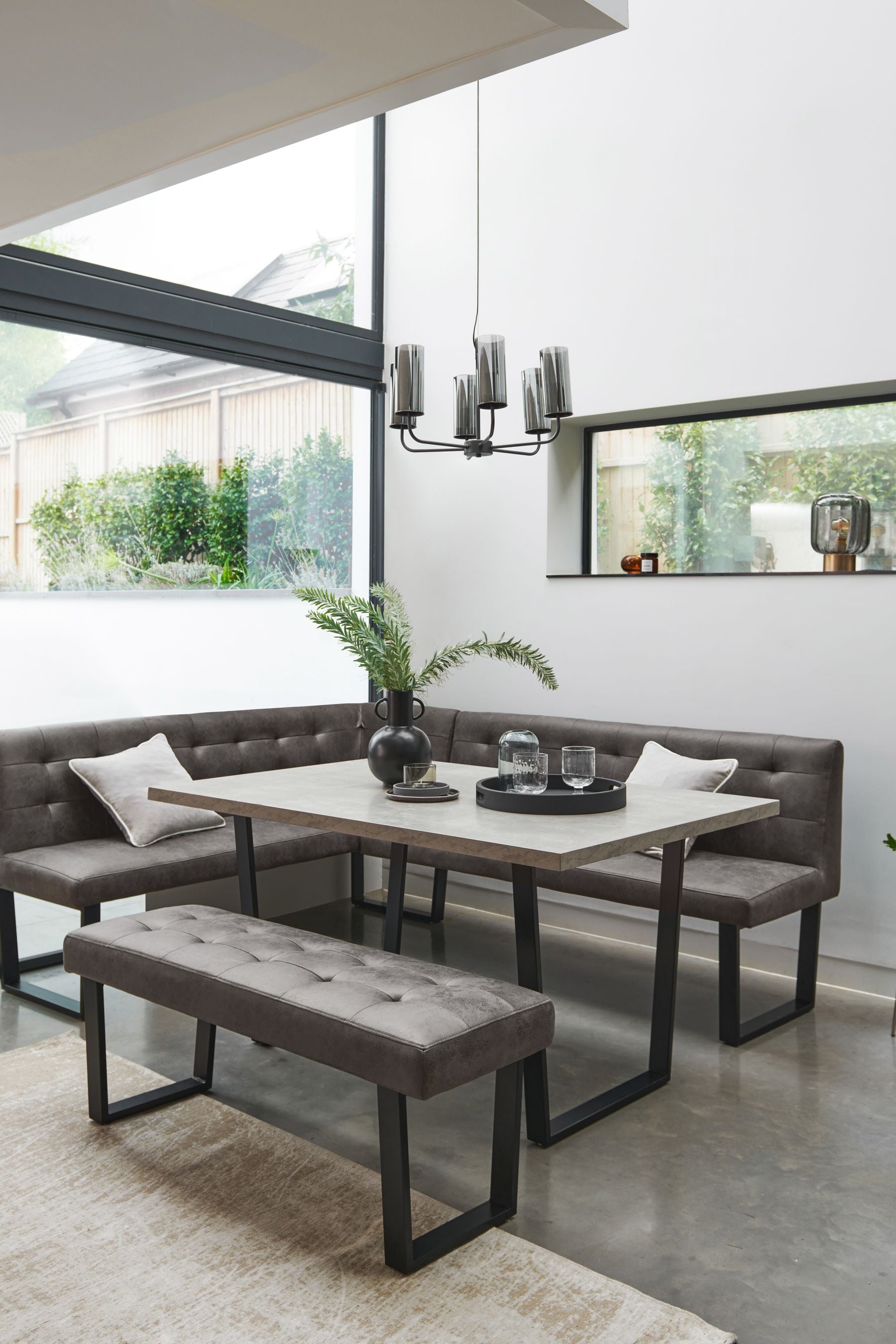 Buy Monza Faux Leather Dark Grey Curtis Left Hand Corner Dining