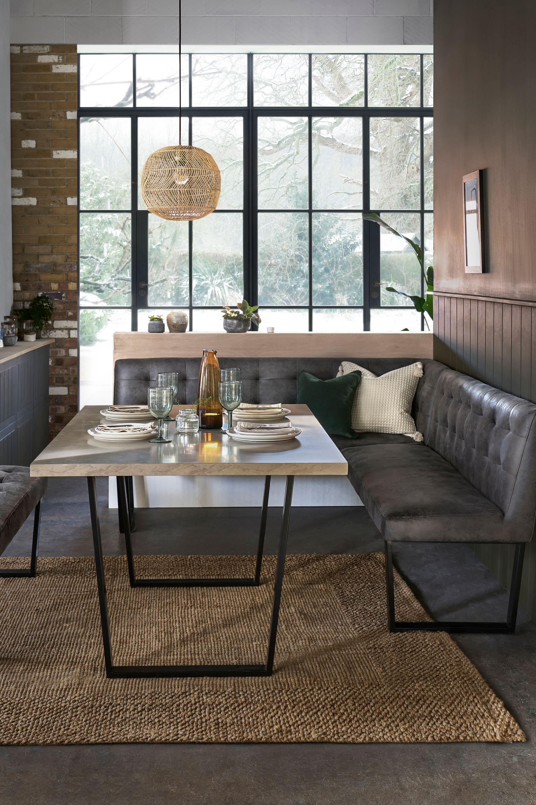 Dining table hotsell leather bench