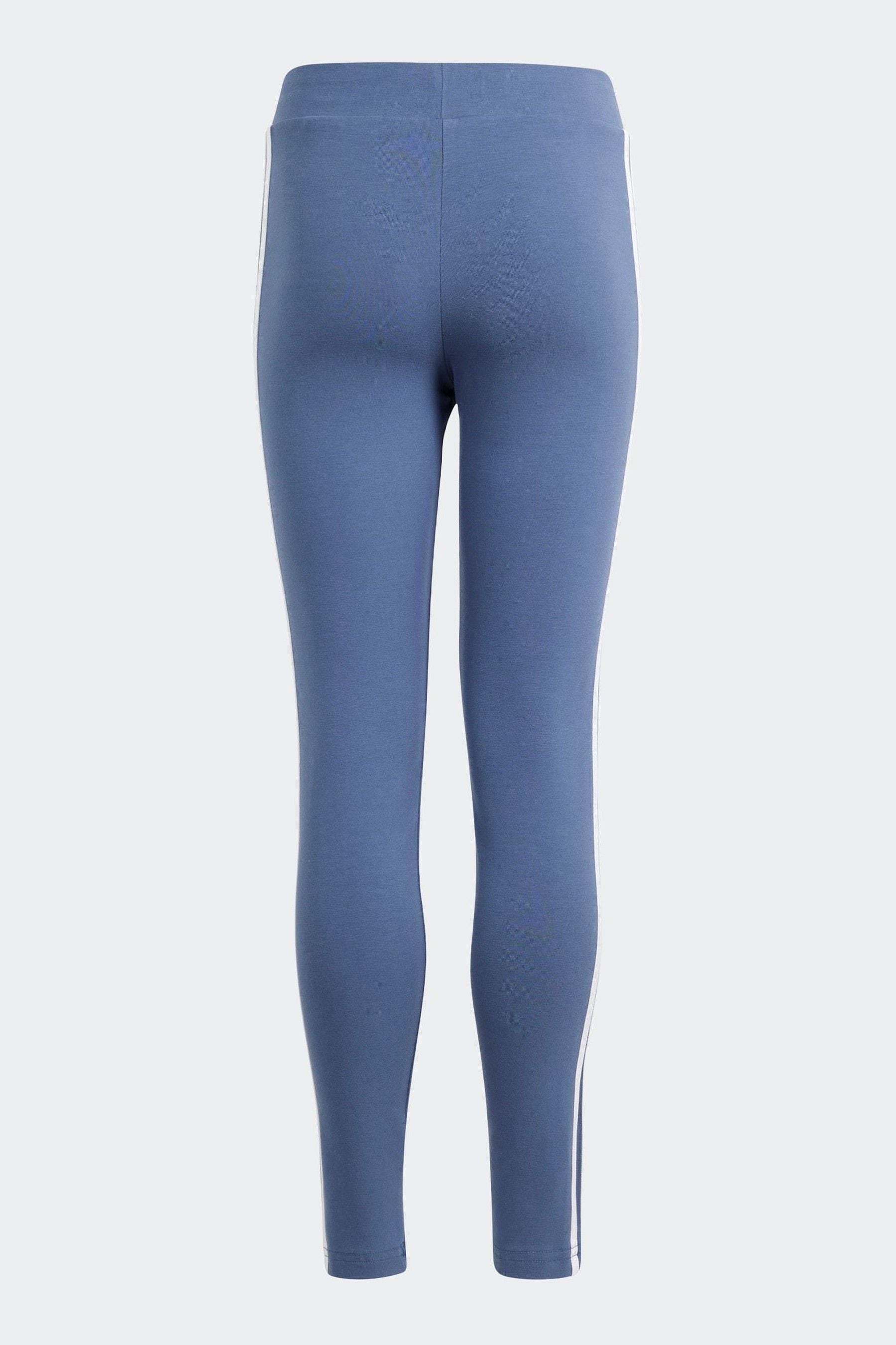 Adidas blue on sale 3 stripe leggings