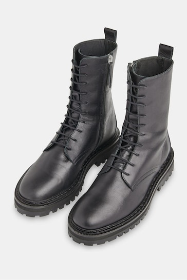 Whistles Piper Lace Up Black Boots