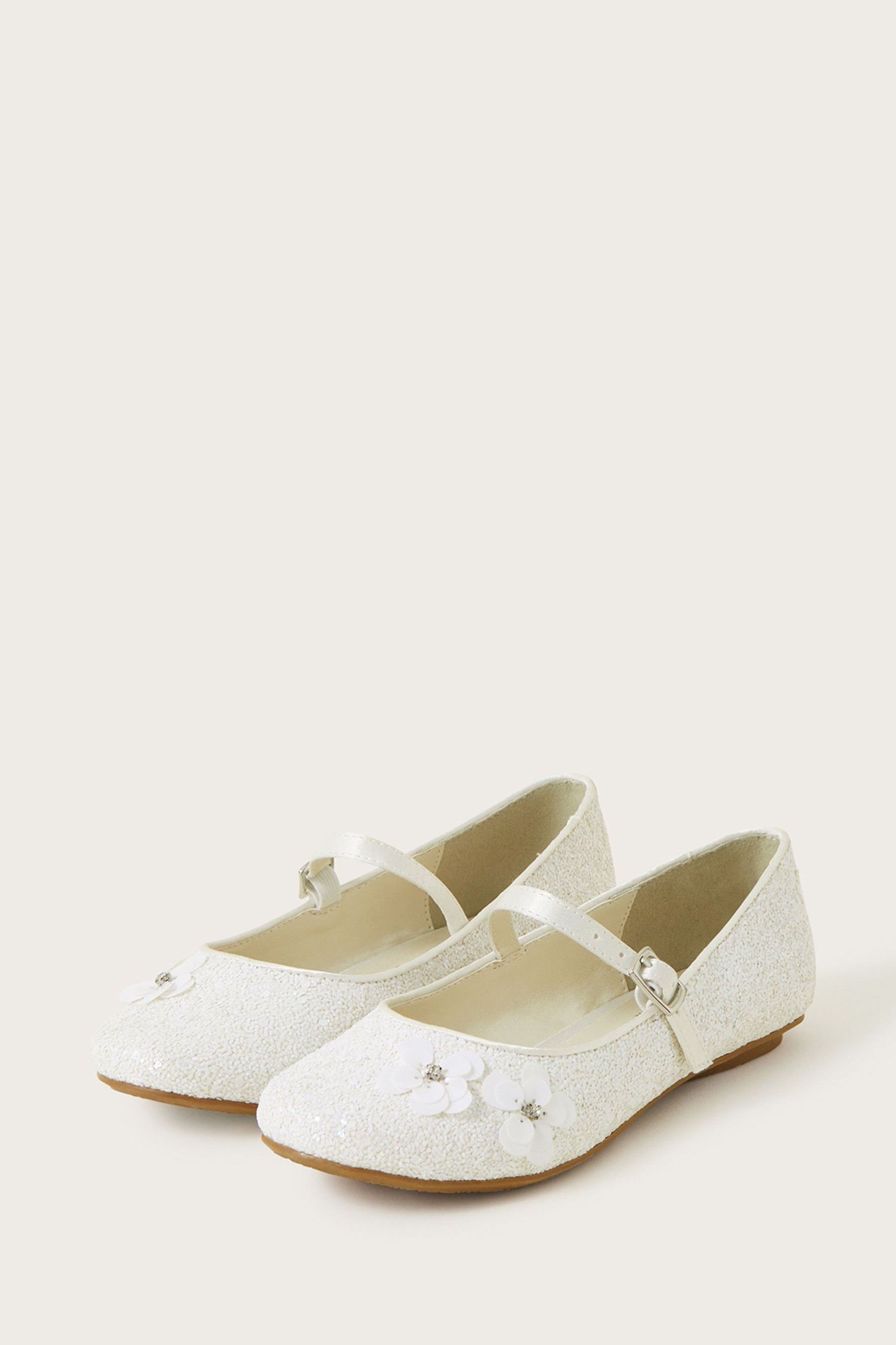 Buy Monsoon Natural Sequin Flower Glitter Ballerina Flats from the