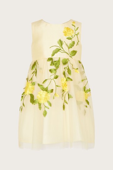 Monsoon Baby Yellow Lemon Embroidered Dress