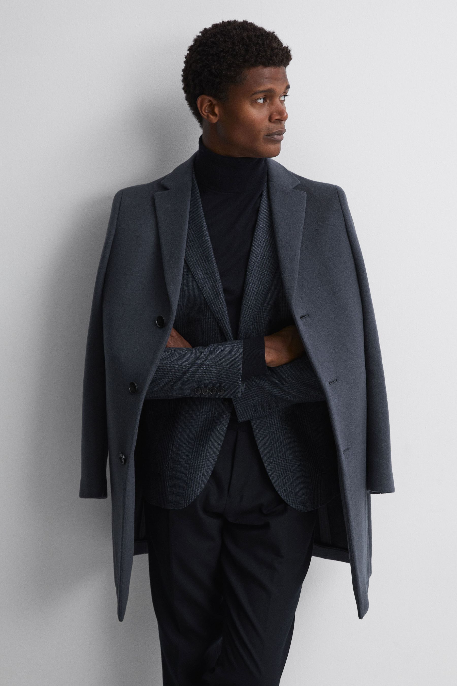 Buy Reiss Airforce Blue Gable Wool Blend Single Breasted Epsom Overcoat from the Next UK online shop