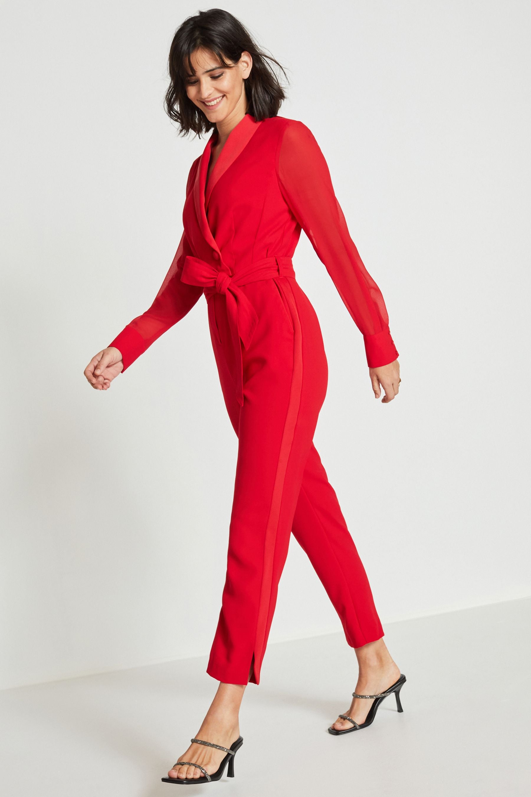Red jumpsuit with sleeves 2025