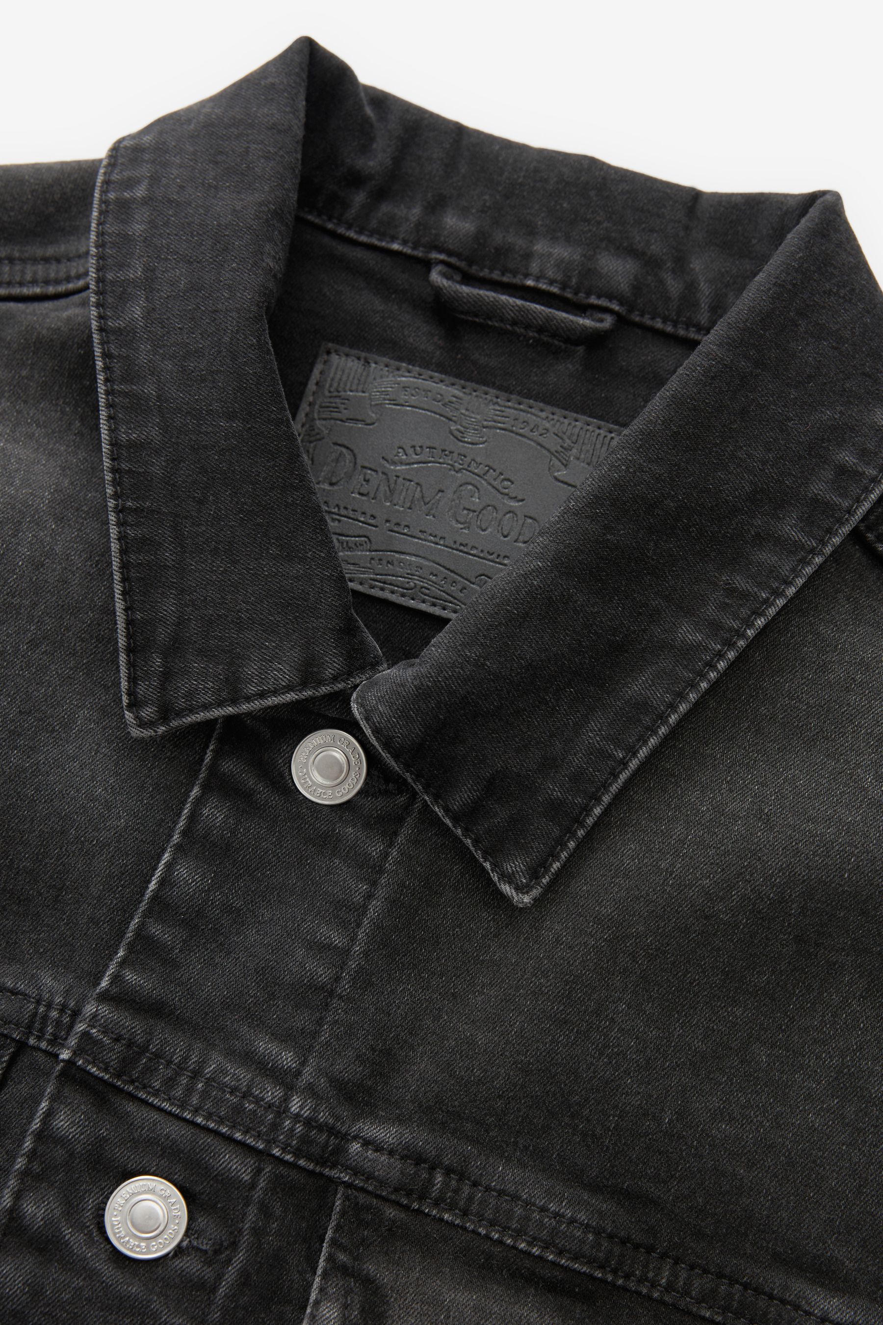 Black denim jacket in store clearance