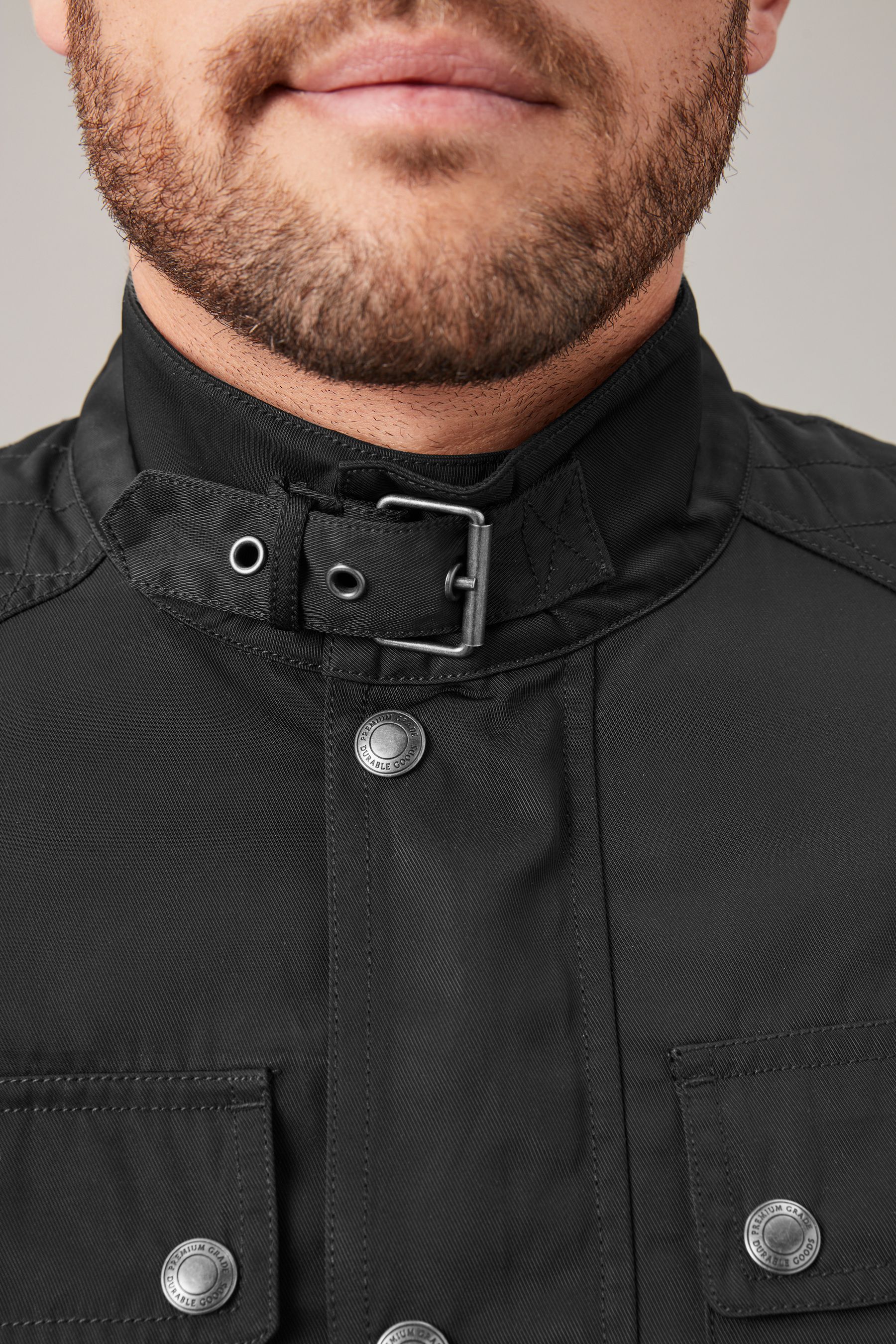 Black Shower Resistant Biker Jacket