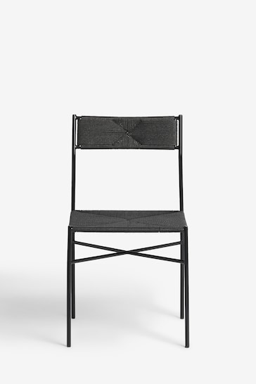 French Connection Black Woven Shlip Dining Chairs Set Of 2