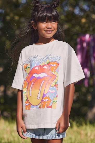 t-shirt with back print in grey Rolling Stones Oversized T-Shirt (3-16yrs)