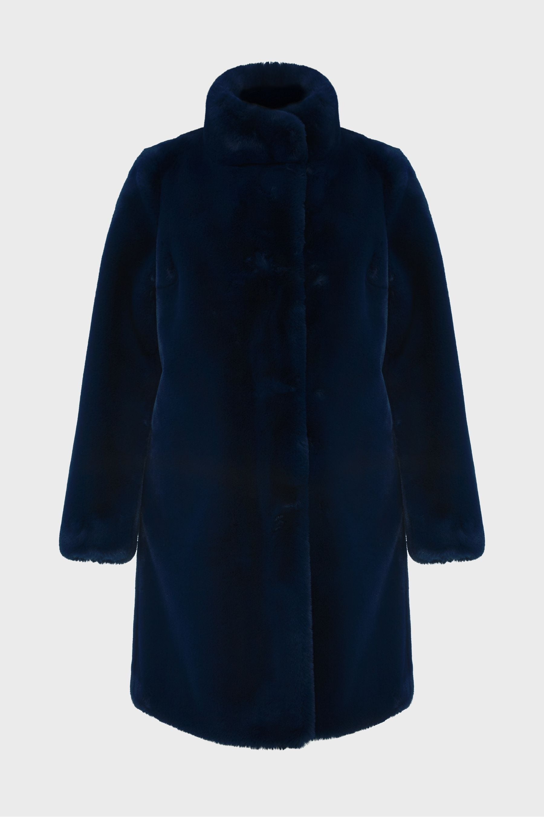 Hobbs navy faux fur coat top