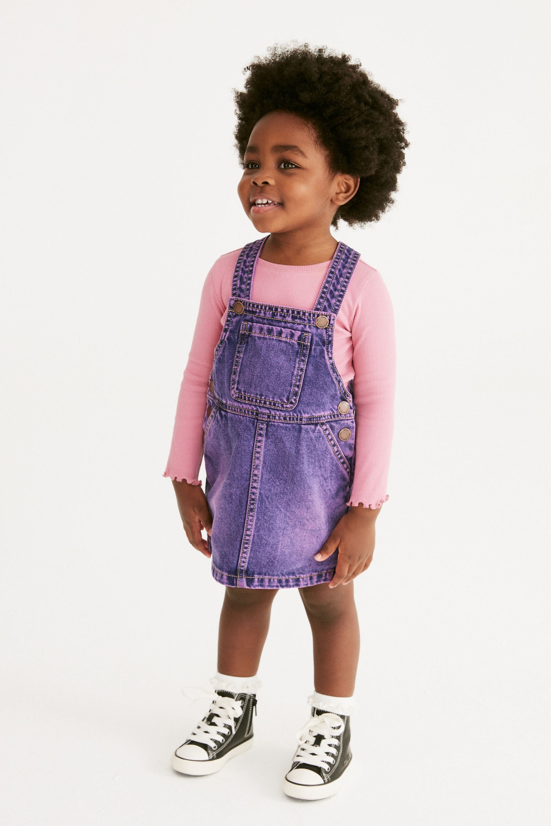 Girls purple shop pinafore dress