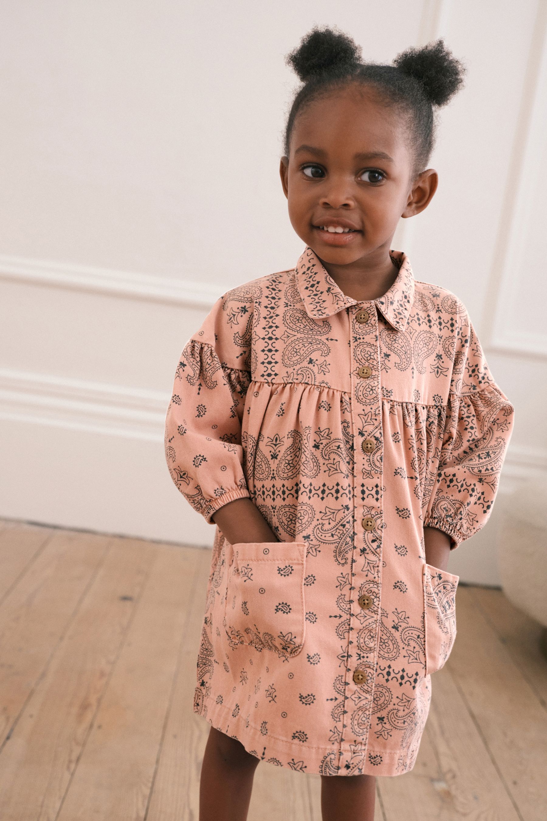 Girls pink shirt dress hot sale