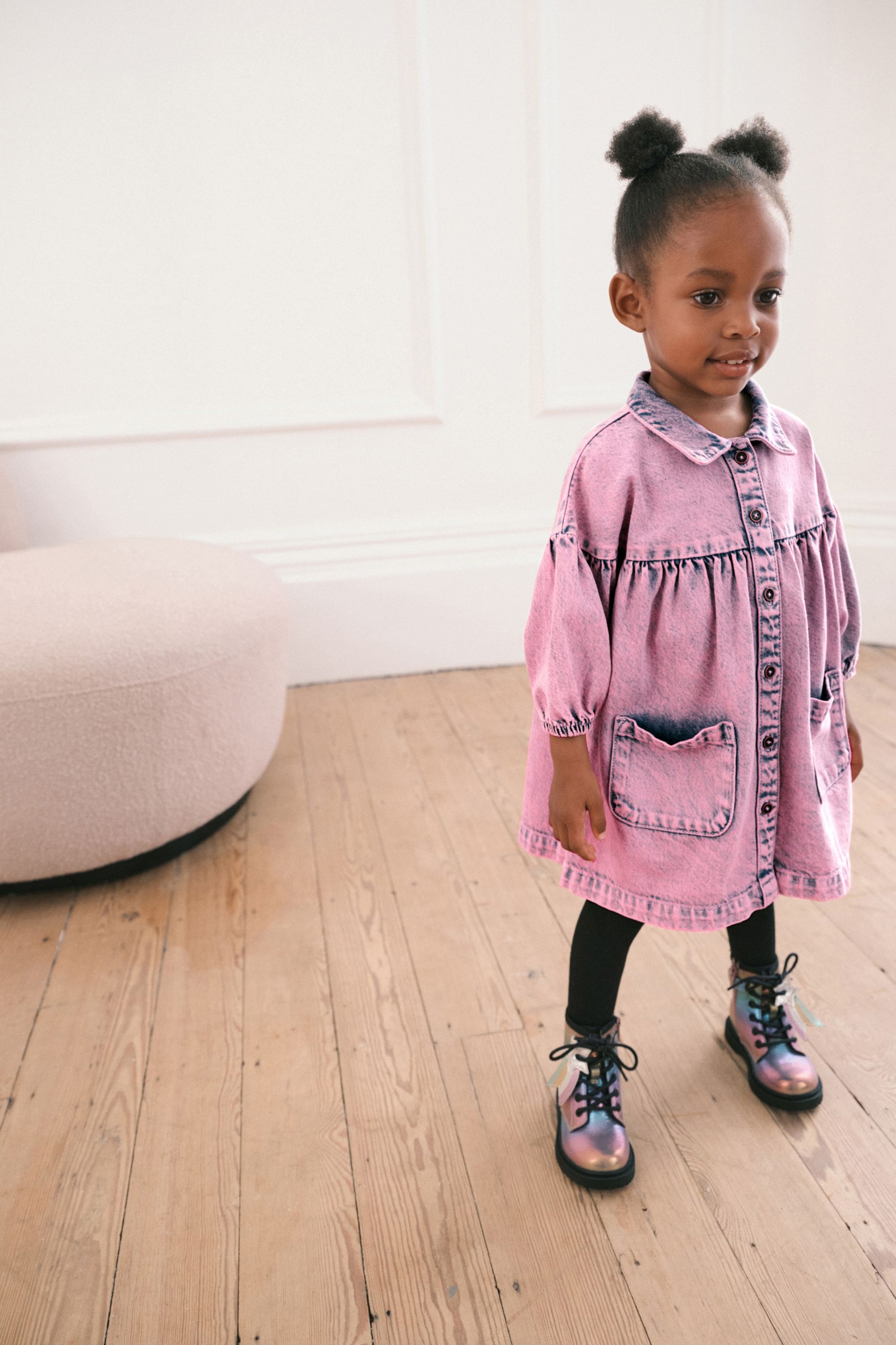 Pink denim shirt deals dress