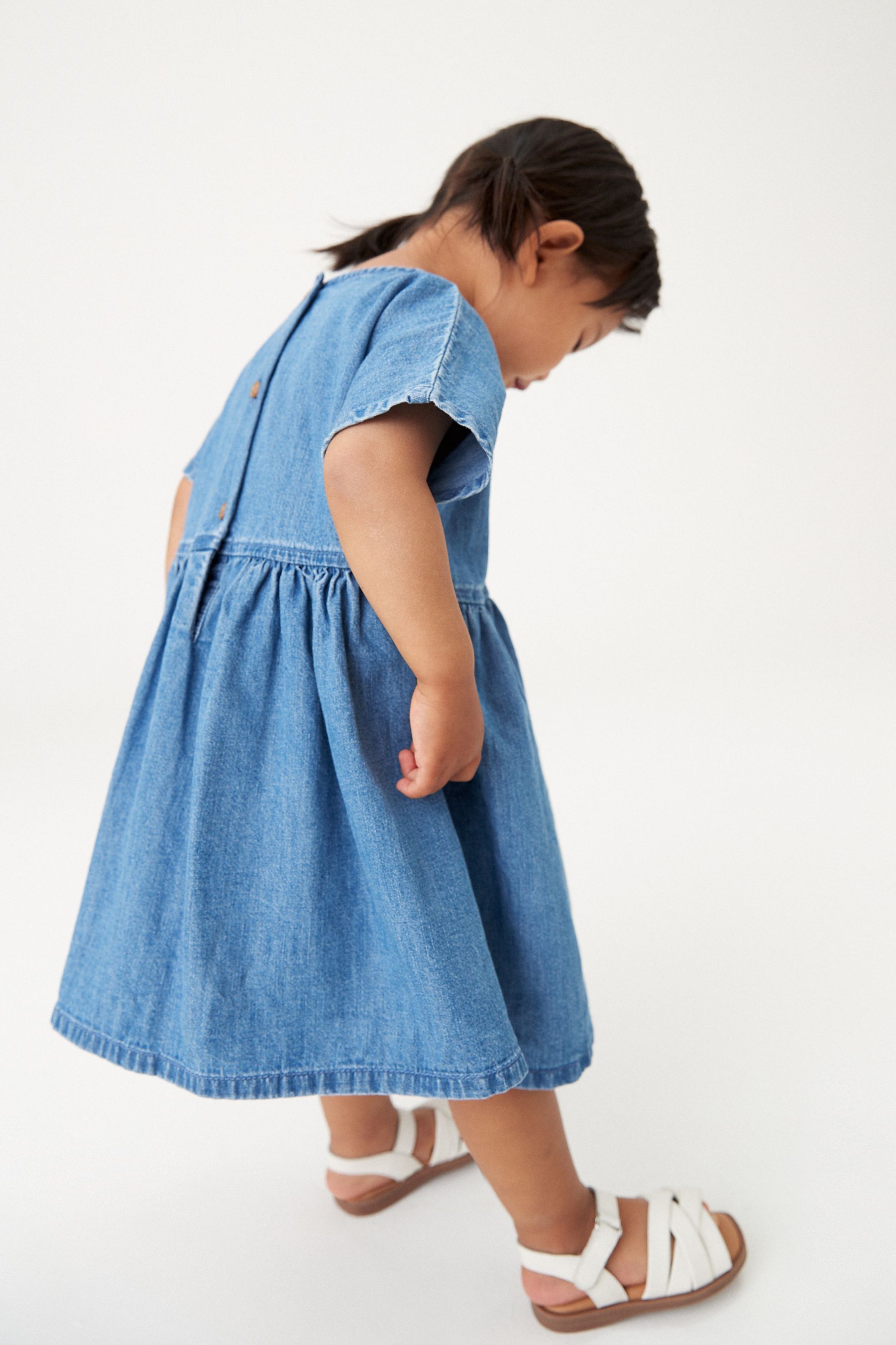 Blue Denim Strawberry Embroidered Dress 3mths 8yrs