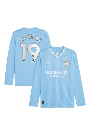 Puma Blue J.Alvarez - 19 Manchester City Home Long Sleeves Shirt Kids