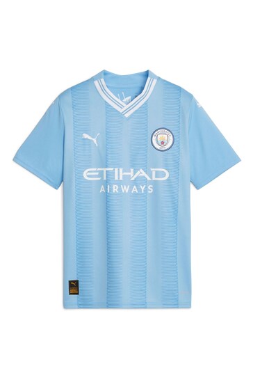 Puma Light Blue Haaland - 9 Kids Manchester City Home Replica 23/24 Football Shirt Kids