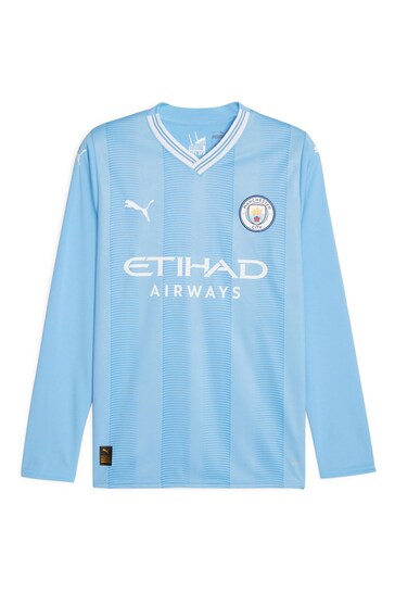 Puma Blue Blank Manchester City Home Long Sleeves Shirt