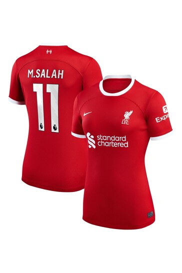 Nike Red M.Salah - 11 Liverpool FC Womens Stadium 23/24 Home Football Shirt Womens