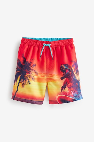 Orange Dino Printed Swim Shorts (3mths-16yrs)