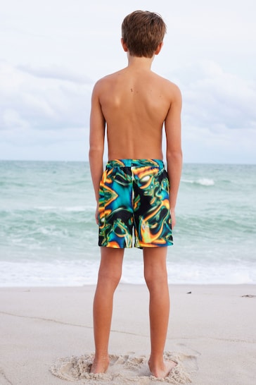 Black Heatmap Printed Swim Shorts (3mths-16yrs)