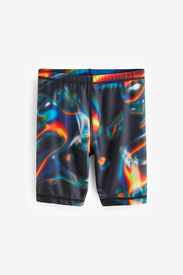 Black/Orange Longer Length Stretch Swim Shorts (3-16yrs)