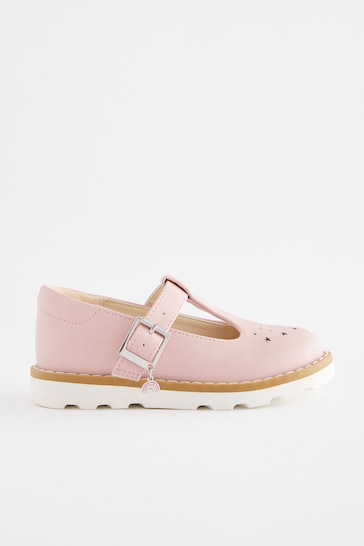 Pink Standard Fit (F) T-Bar Shoes