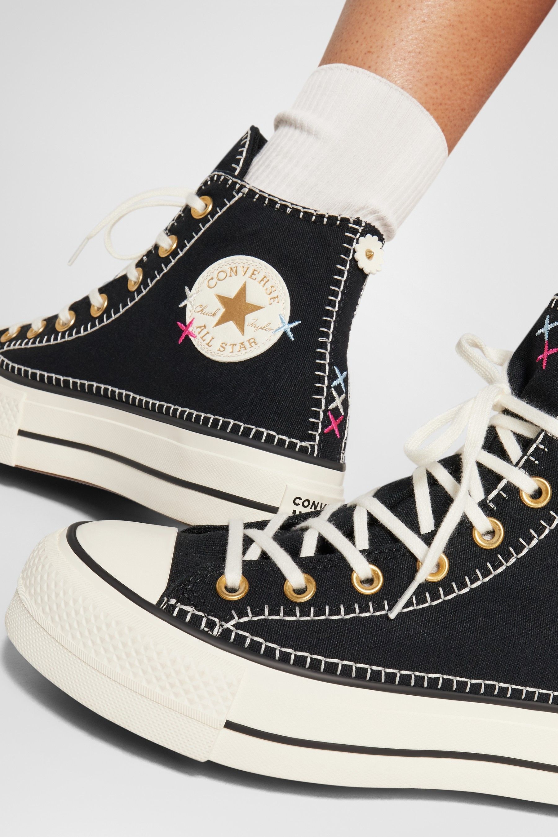 Buy Converse Black Cream Chuck Taylor All Star High Top Lift Trainers from the Next UK online shop