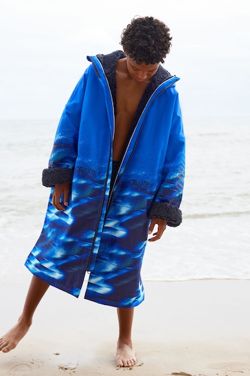 Blue Printed Waterproof Changing Robe (3-16yrs)