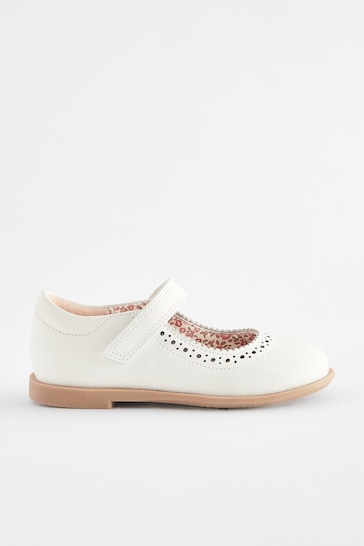 White Leather Mary Jane Brogues