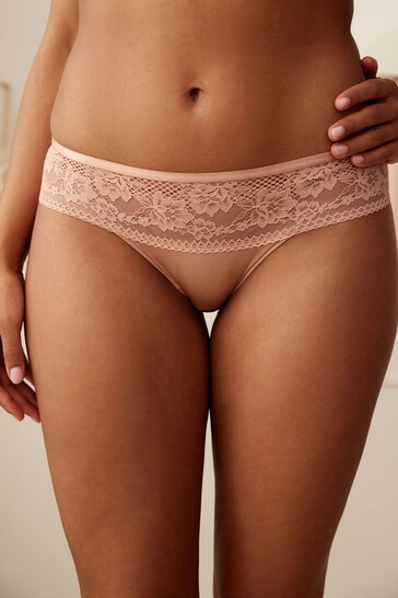 Buy Rose Pink Brazilian Microfibre And Lace Knickers from Next