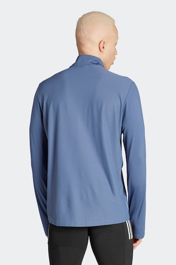 adidas Blue Own The Run 1/4 Zip Long Sleeve Top