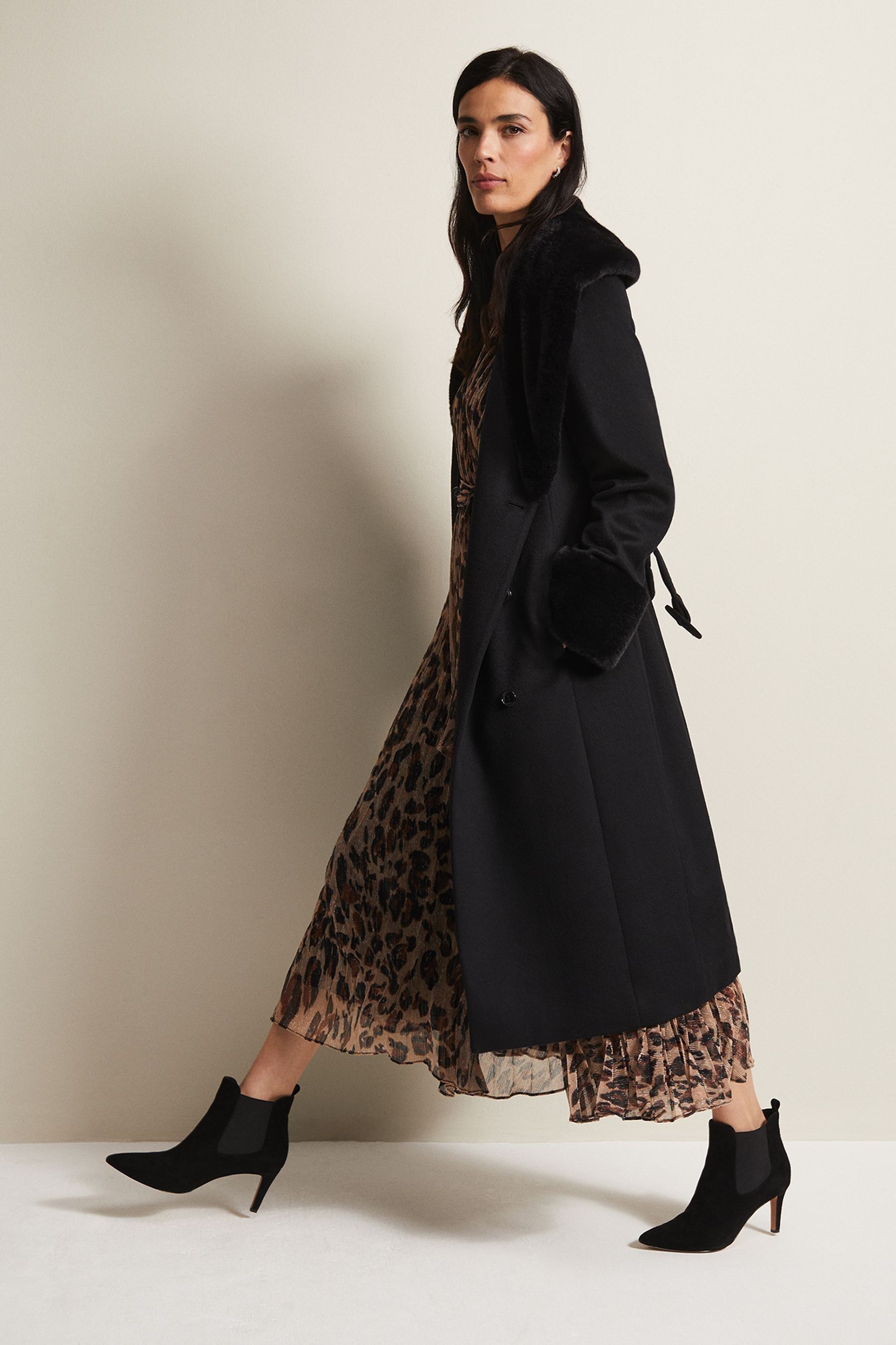 Long black coat wool online