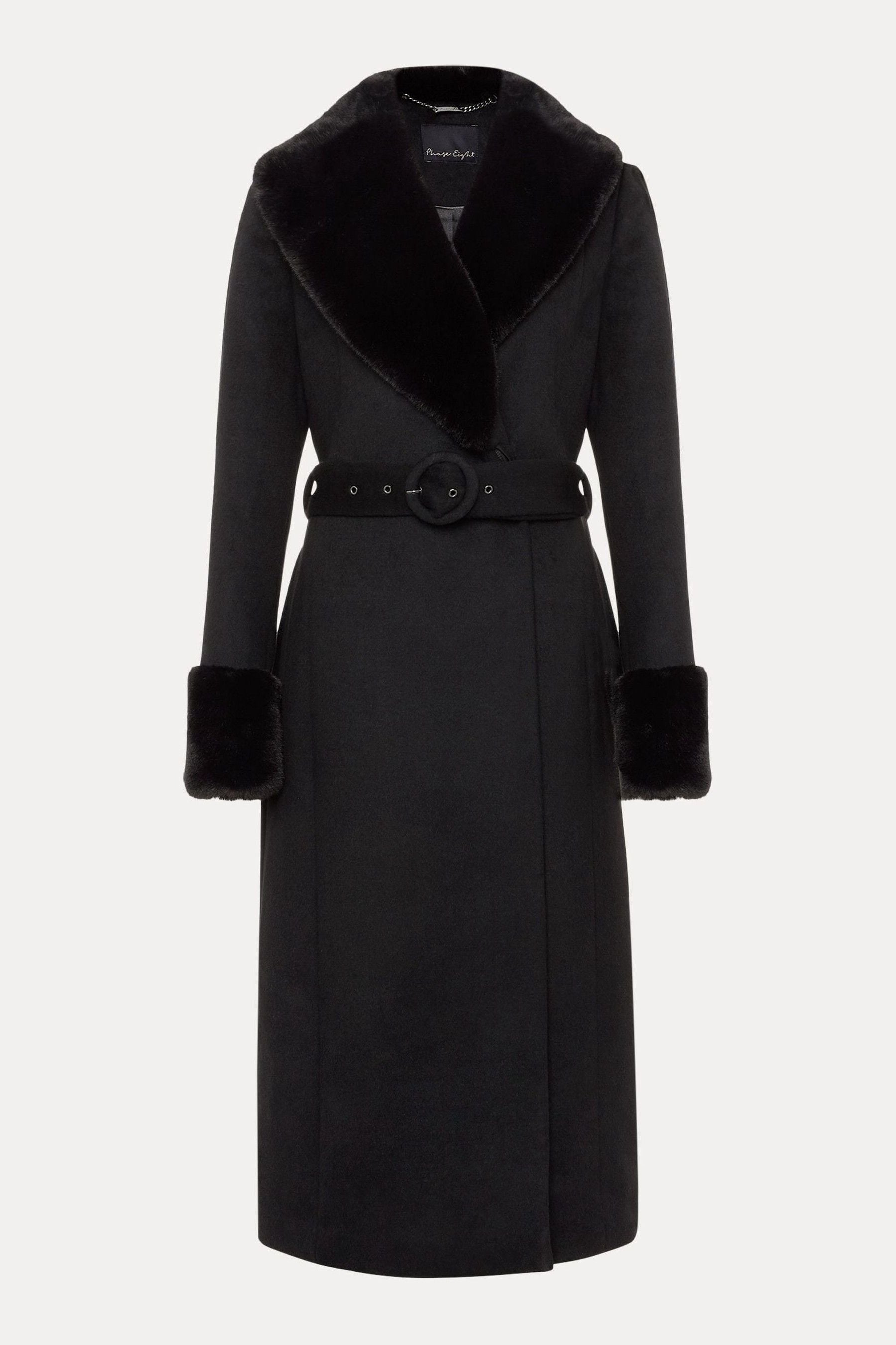 Maxi faux fur shop collar wool coat