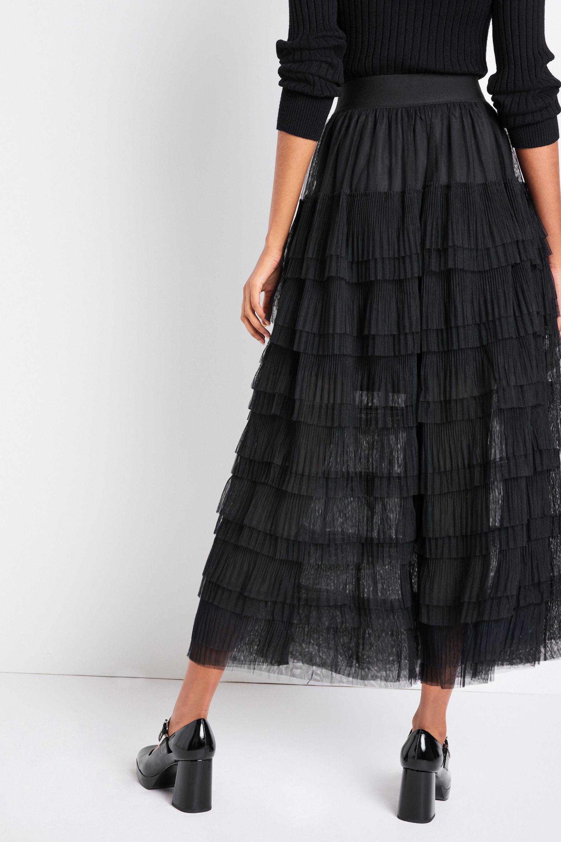 Buy Black Mesh Tulle Midi Skirt from the Next UK online shop