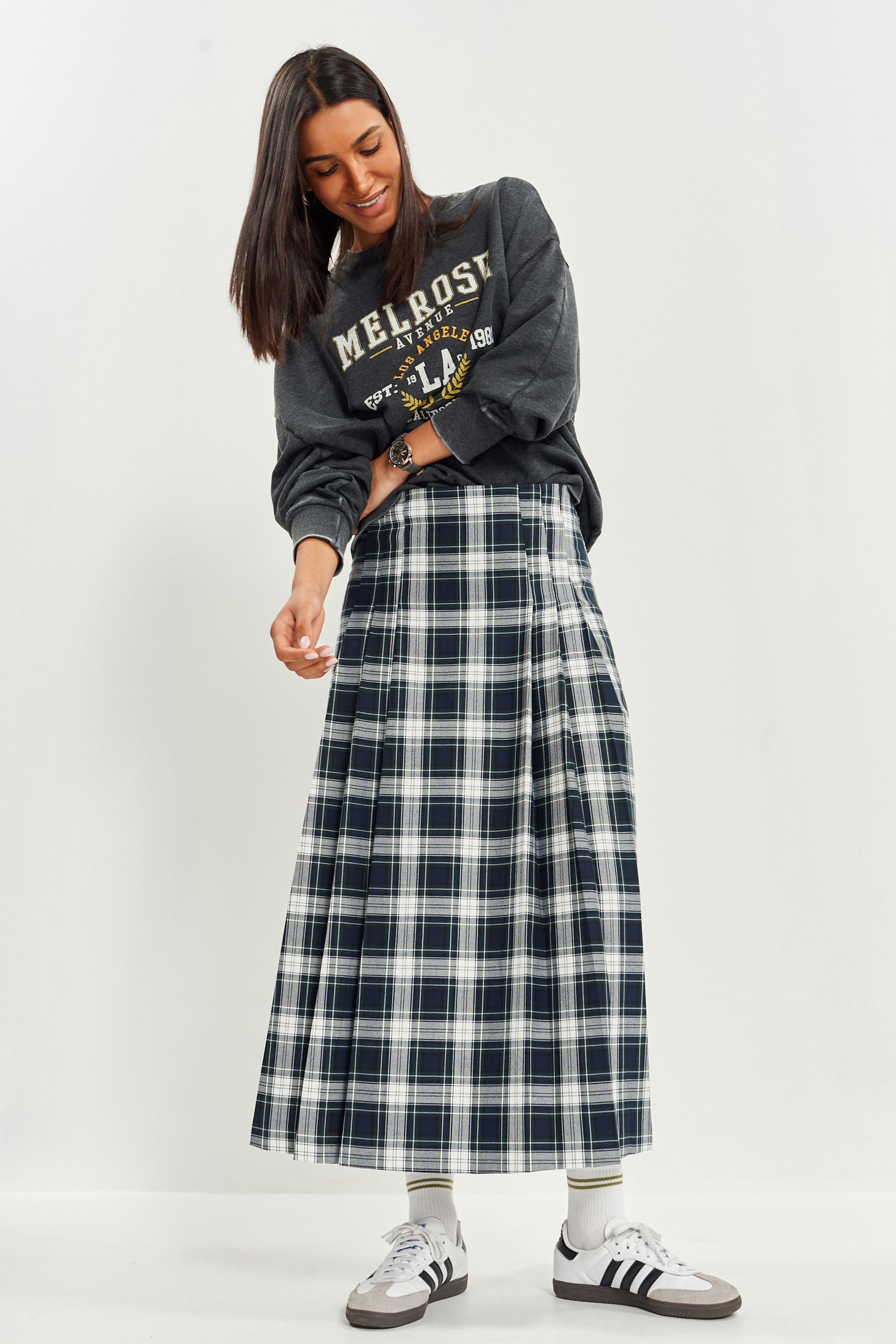 Buy Blue Check Maxi Skirt from the Next UK online shop