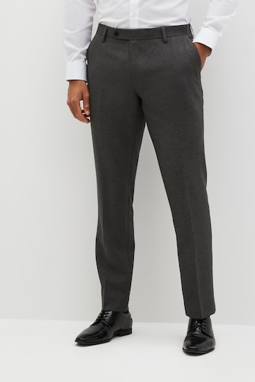 Grey Tailored Machine Washable Plain Front Smart Trousers