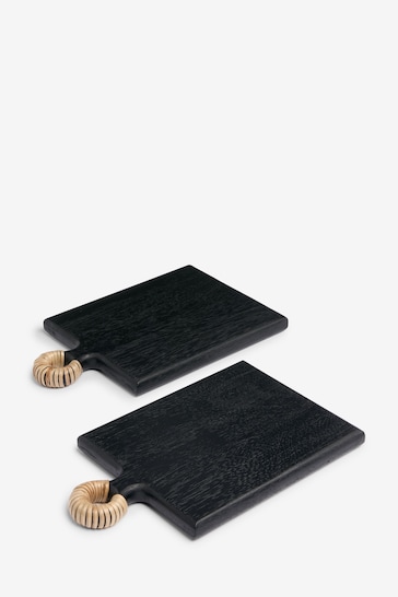 French Connection Black Watamu Wooden Set of 2 Small Serveboards