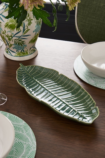 Nina Campbell Green Leaf Shaped Platter