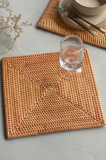 French Connection Natural Rattan Hand Woven Placemat