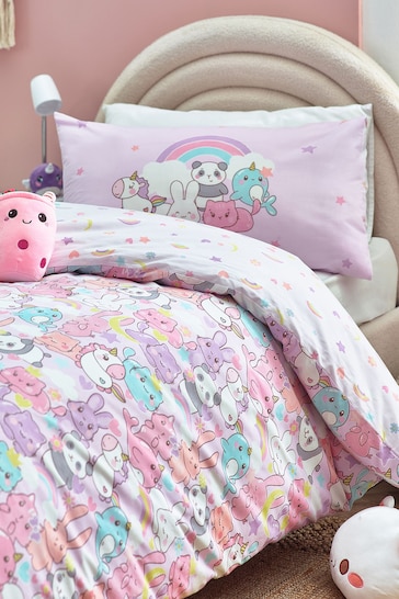 Pink Printed Polycotton Duvet Cover and Pillowcase Bedding