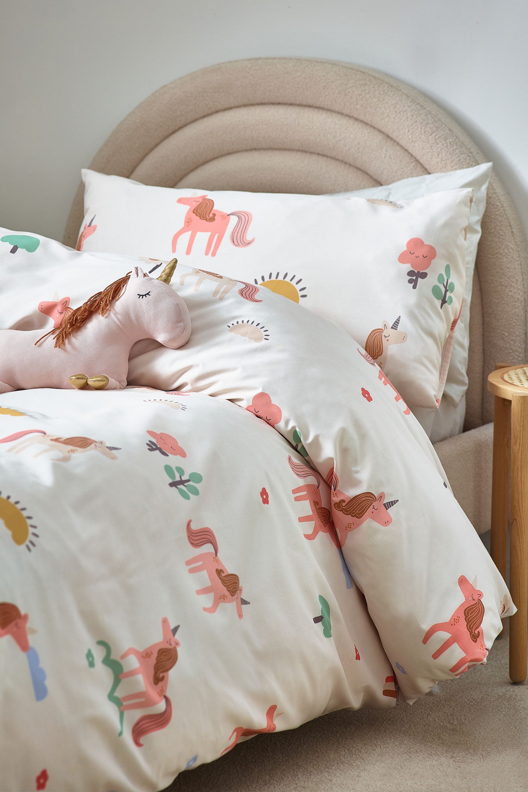 Buy Natural Scandi Unicorn Printed Polycotton Duvet Cover and