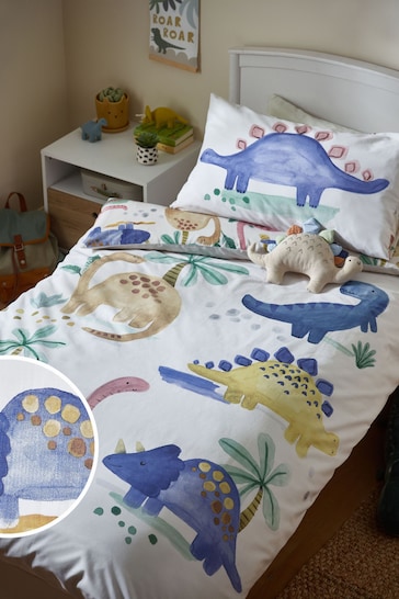 Natural Watercolour Dino Duvet Cover and Pillowcase Set