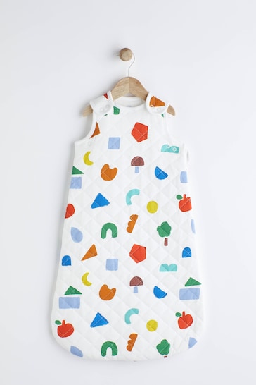 White Quilted Abstract Shapes 2.5 Tog Baby 100% Cotton Sleep Bag