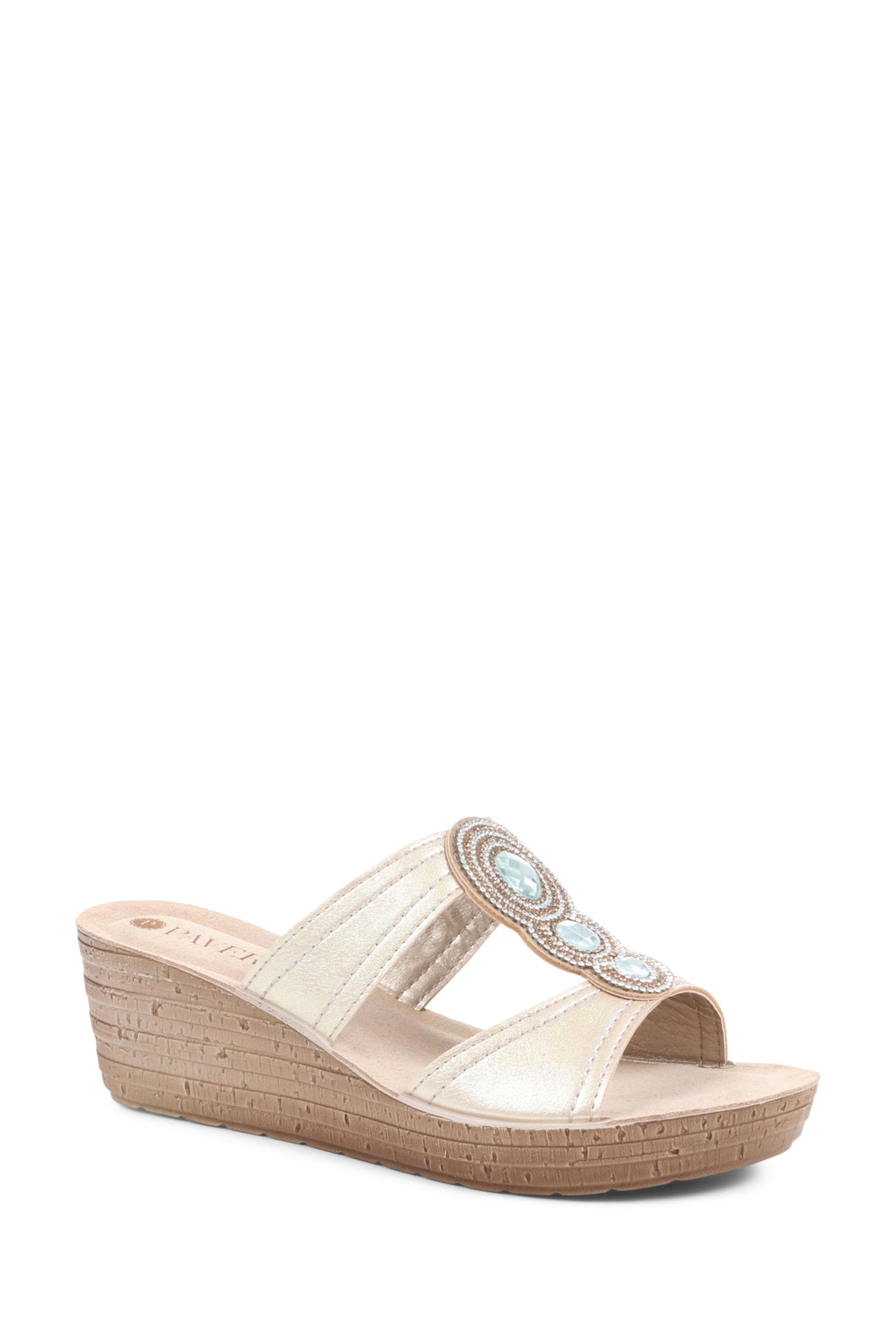 Buy Pavers Gold Embellished Wedge Sandals from the Next UK online shop