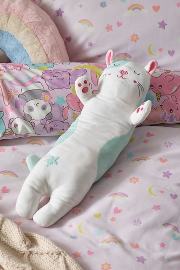 White/Blue Kawaii Cat Squidge Cushion