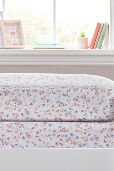2 Pack Beige Ditsy Floral Fitted Sheets