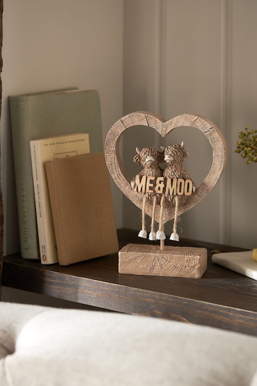 Brown Me and Moo Hamish The Highland Cow Heart Ornament